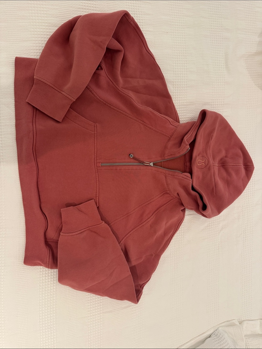 lululemon athletica scuba cropped Half-Zip Hooded Pullover - dusty rose color